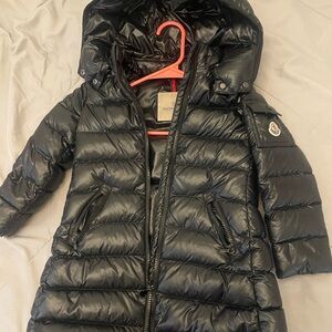 Little Girls Long  Black Puffer Jacket Size 4